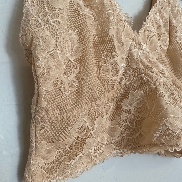Savage X Fenty Stretch Lace Triangle Long Line Bralette Bra Tan Beige 1X - Picture 3 of 8